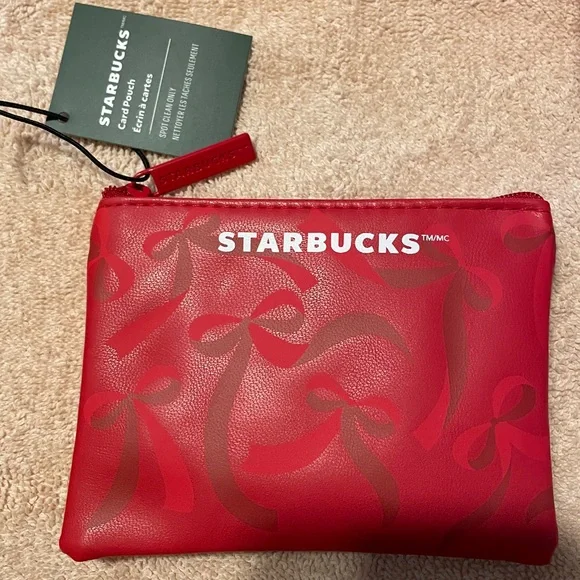 Starbucks Lot of 4: Holiday ribbon, poinsettia, card pouch - Picture 5 of 7
